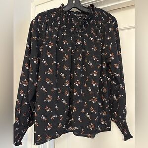 Madewell Black Floral Print Blouse